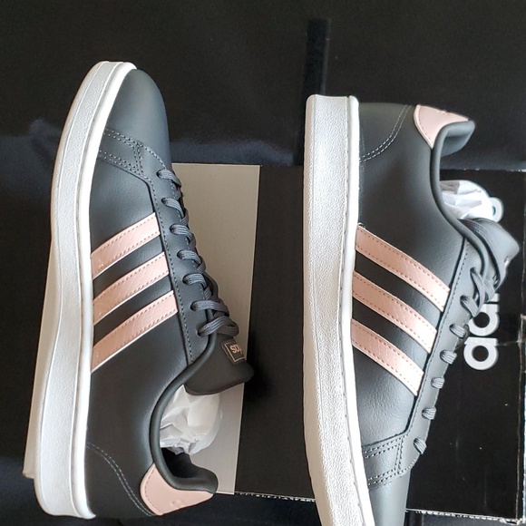 NIB Adidas Grand Court 7.5 Cloud Form Comfort Grey  Pink Sneakers women's hot - Picture 3 of 11